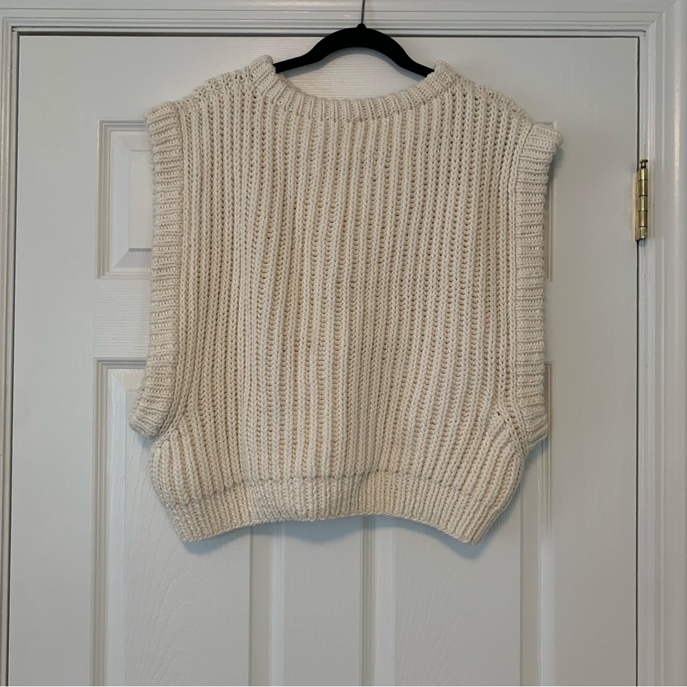 I Love Mr. Mittens Fisherman Ribbed Knit Vest White Cream